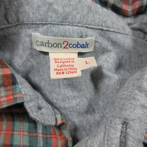 Carbon 2 Cobalt mens colorful lined plaid flannel shirt L - Picture 3 of 6